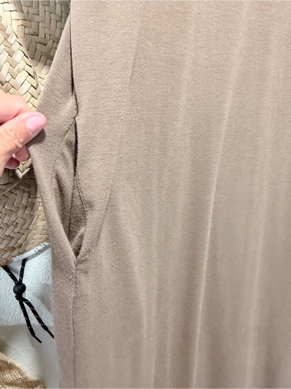 Zenana Outfitters V-Neck Short Sleeve Tunic Dress - Taupe - Picture 4 of 6